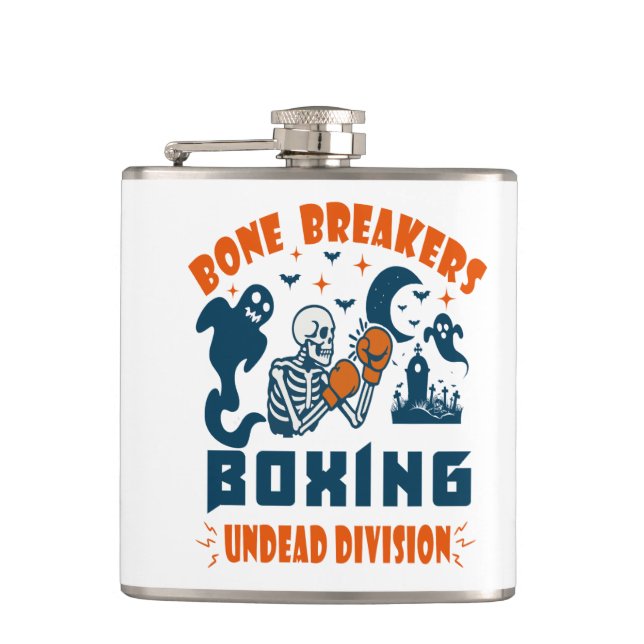 Knochenbrecher Boxing untote Division Flachmann (Vorderseite)