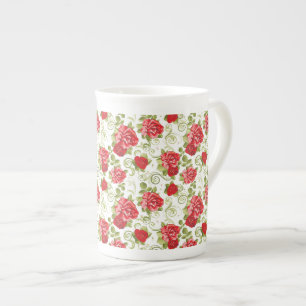 Knochenerkrankungen Tasse-Vintage Rote Rosen Prozellantasse