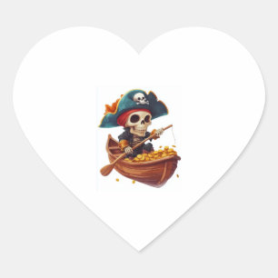 Knochenkaniner - Funny Pirate Skull Herz-Aufkleber