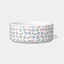 Knochenknochen Paws und Herz blaurosa graues Muste