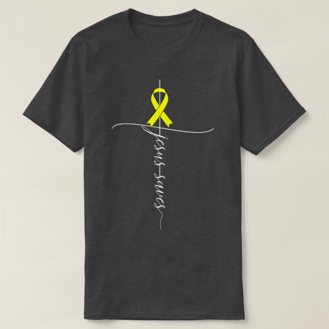 Knochenkrebs-Bewusstsein Jesus Rette Christliches  T-Shirt (Design vorne)