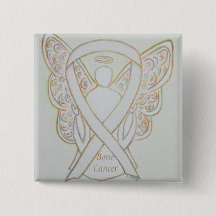 Knochenkrebs Engel White Awareness Ribbon Buttone Button
