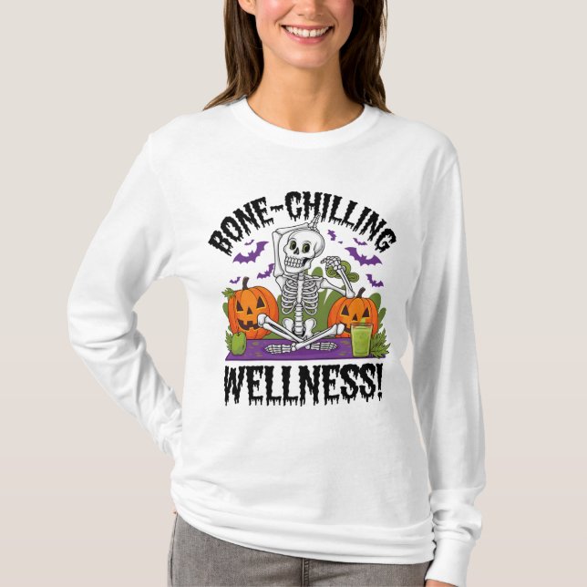 "Knochenkühle Wellness" Premium Unisex Longsleeve T-Shirt (Vorderseite)