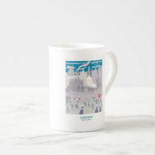 Knochenstück China London Skyline Blue Gray Artwor Prozellantasse