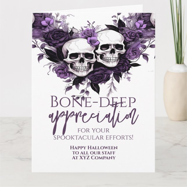 Knochentiefe Aufwertung Halloween Dankeskarte (Vorderseite)