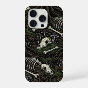 Knochenwaldboden – Dunkler gotischer Totenkopf & P iPhone 15 Pro Hülle