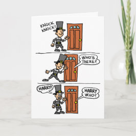 Knock Knock Cartoon Pilgrim Friendsgiving Card Karte