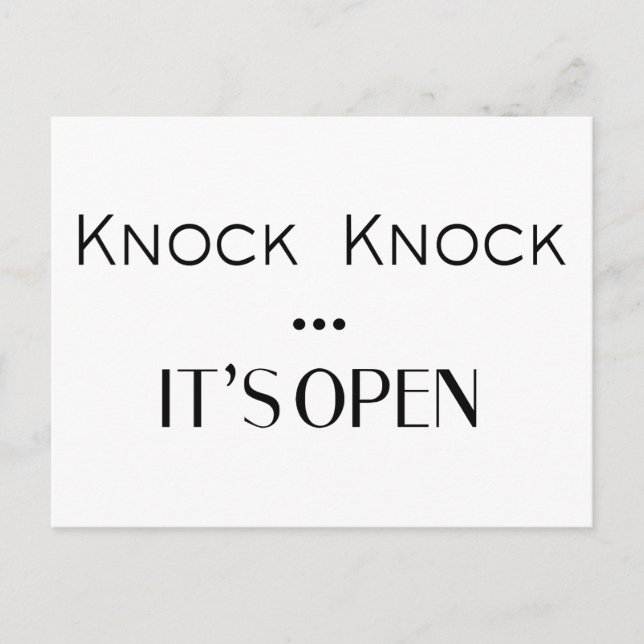 Knock Knock It Open Postkarte (Vorderseite)