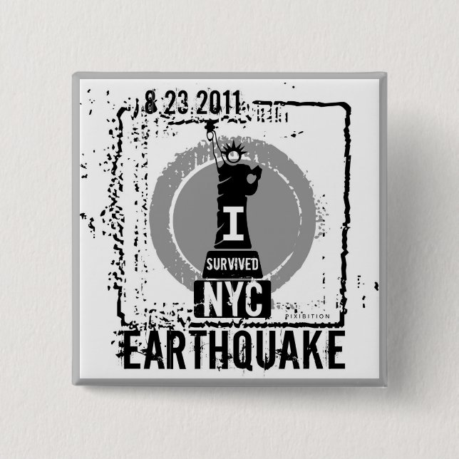 Knopf 2 des Erdbeben-NYC 2011 Button (Vorderseite)