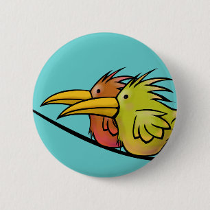Knopf, 2 Vögel auf einem Draht Button