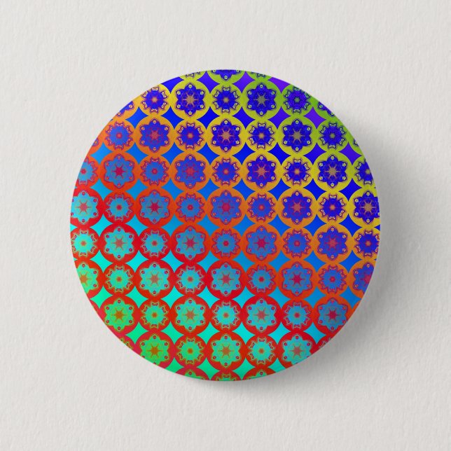 Knopf-Abzeichen - Regenbogenmandala-Fraktal-Muster Button (Vorderseite)