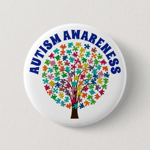 Knopf "Autismus Awareness Puzzle Pieces Tree" Button
