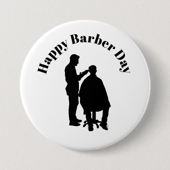 Knopf "Barber Day" - Silhouette "Barber" Button (Vorderseite)