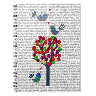 Knopf-Baum und Vögel blau Notizblock