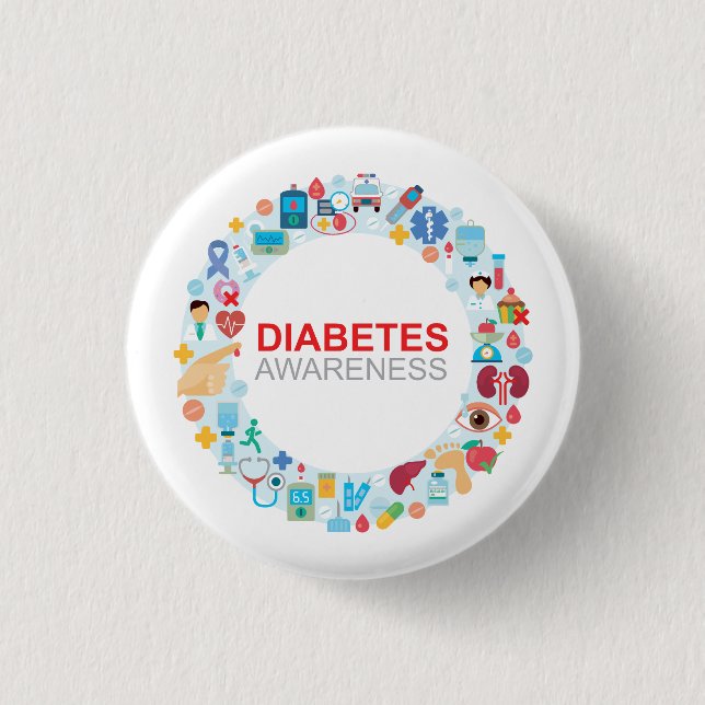 Knopf "Bewusstsein für den Weltdiabetestag" Button (Vorderseite)