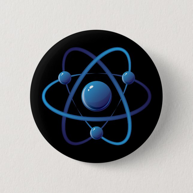 Knopf: Blaues Atom Button (Vorderseite)