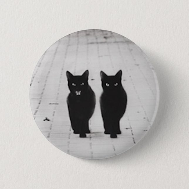 Knopf-Button mit zwei schwarzen Katzen Button (Vorderseite)