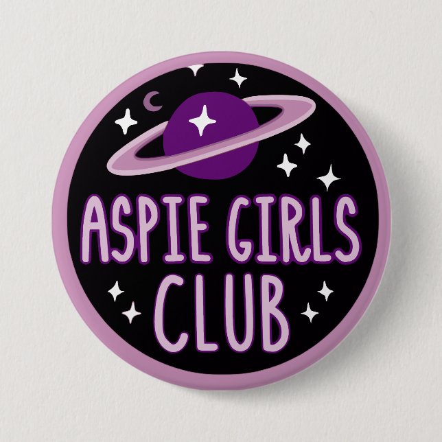 Knopf des Aspie Mädchen-Vereins (Raumlogo) Button (Vorderseite)