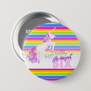 Knopf des Regenbogen-Einhorn-Aquarellkunst-Alters Button