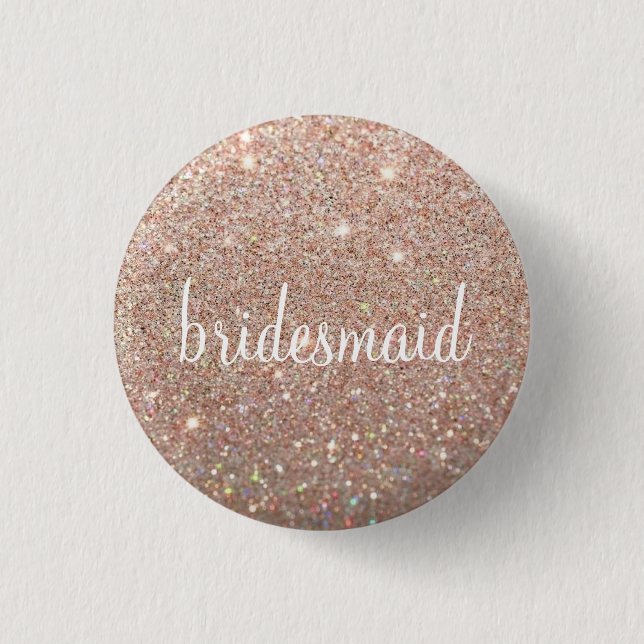 Knopf - Fab Brautjungfer des Rosen-GoldGlitzer Button (Vorderseite)