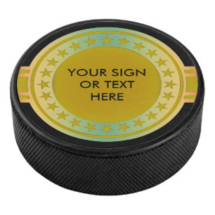 Knopf/Fahne - Sterngold gefärbt + IHR Eishockey Puck