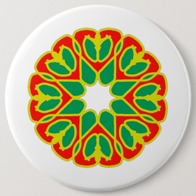 Knopf, farbenfrohe klassische Blumenkonstruktion Button (Vorderseite)
