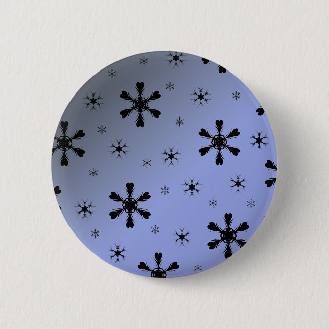 Knopf für graue blaue Schneeflocken Button (Vorderseite)