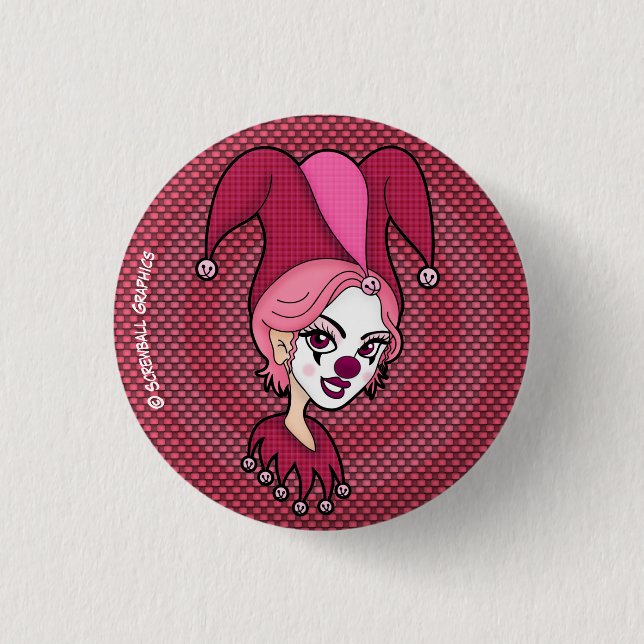 Knopf für rosa Jester (klein) Button (Vorderseite)