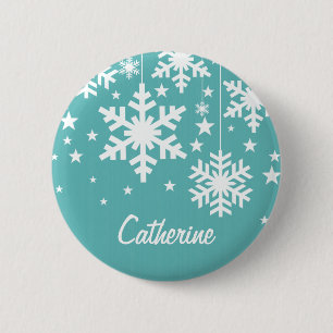 Knopf für Schneeflocken und Sterne, Aqua Button