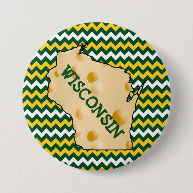 Knopf-Grün und Gold Wisconsins Cheesehead Button (Vorderseite)