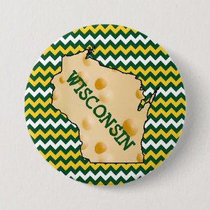 Knopf-Grün und Gold Wisconsins Cheesehead Button