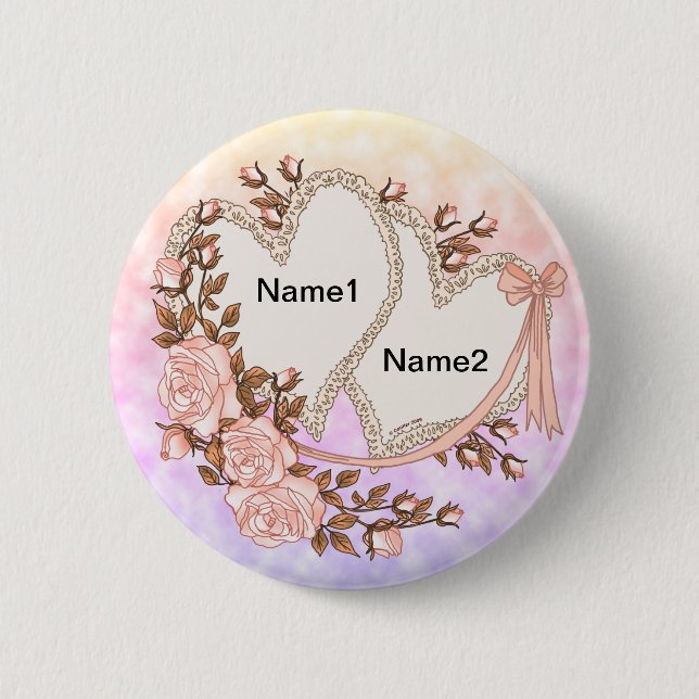 Knopf Hochzeitsherzen Button (Vorderseite)