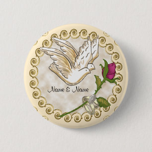 Knopf Hochzeitsrings Dove individuelle Name Button