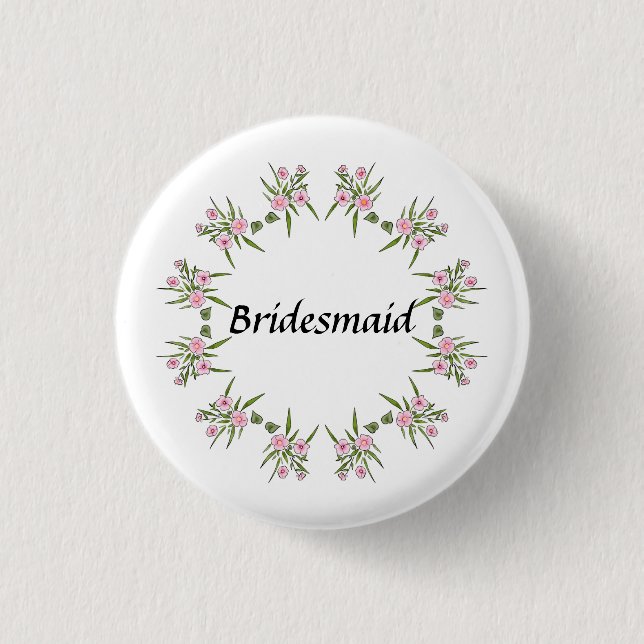 Knopf Hochzeitsrosa Blumenüberdachter Button (Vorderseite)