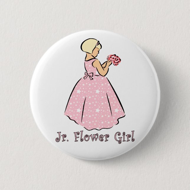 Knopf: Jr. Blumenmädchen in Rosa Button (Vorderseite)