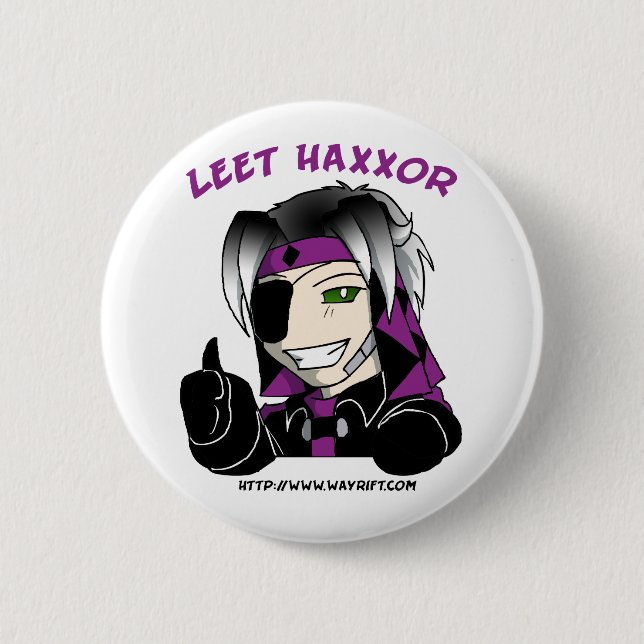 Knopf Kip "Leet Haxxor" Button (Vorderseite)