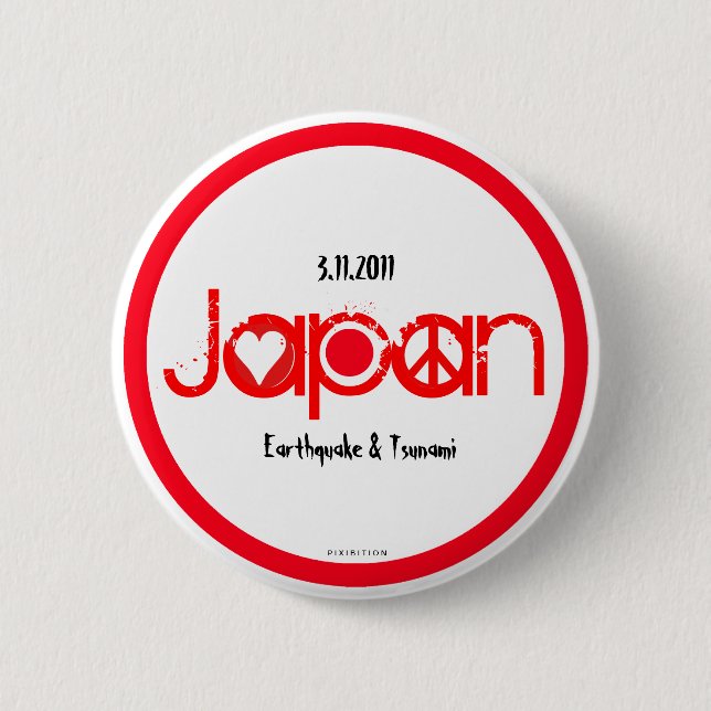 Knopf-Liebe-Friedenshoffnung Japan-Erdbeben-2011 Button (Vorderseite)