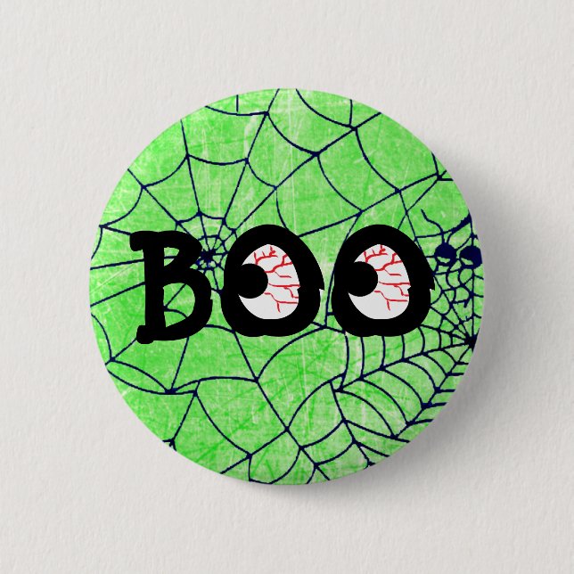 Knopf "Lime Green" und "Black Halloween Boo Eyebal Button (Vorderseite)