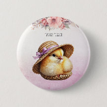 Knopf "Little Chick Pink Ribbon"