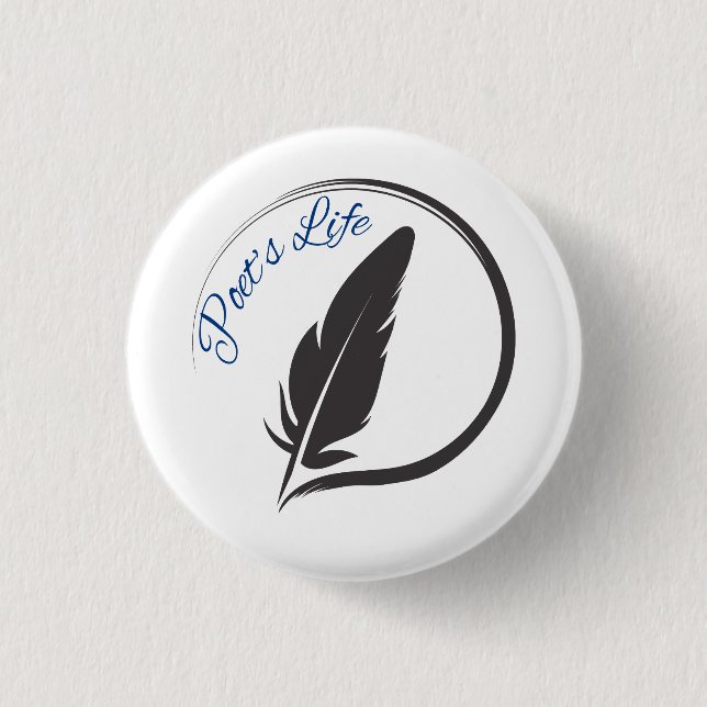 Knopf-Logo-Rundbutton-Pin 'Poet's Life Quill' Button (Vorderseite)