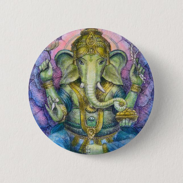 Knopf Lotuss Ganesha Button (Vorderseite)