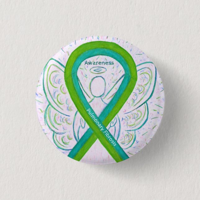Knopf "Lungenfibrose Awareness Ribbon Angel" Button (Vorderseite)