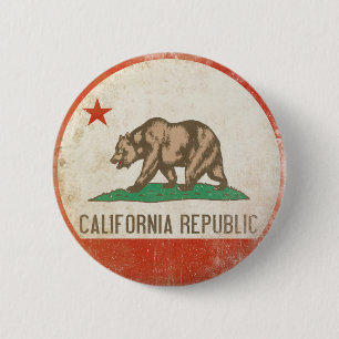 Knopf mit beunruhigter Kalifornien-Republik-Flagge Button