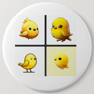 Knopf mit meinem Design niedliche, gelbe Vögel Button