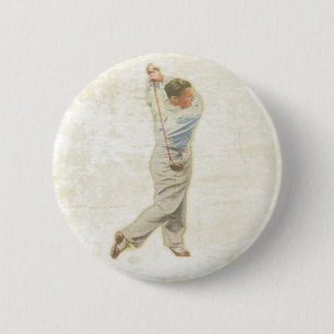 Knopf mit Vintagem Golf-Spieler Button