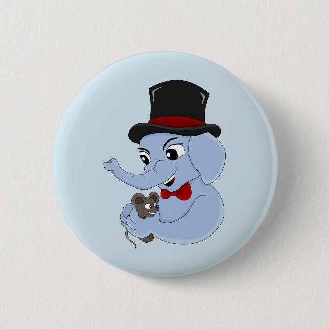 Knopf niedlicher Elefantenjunge Cartoon Button (Vorderseite)