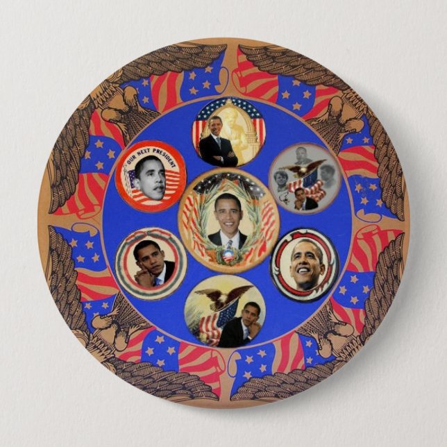 Knopf Obama-Kaleidoskop-4-Inch Button (Vorderseite)
