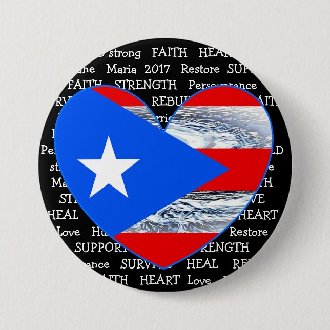 Knopf Puerto- Ricoflaggen-Hurrikan-Maria 2017 Button (Vorderseite)