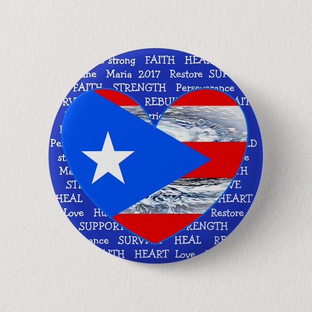 Knopf Puerto- Ricoflaggen-Hurrikan-Maria 2017 Button (Vorderseite)