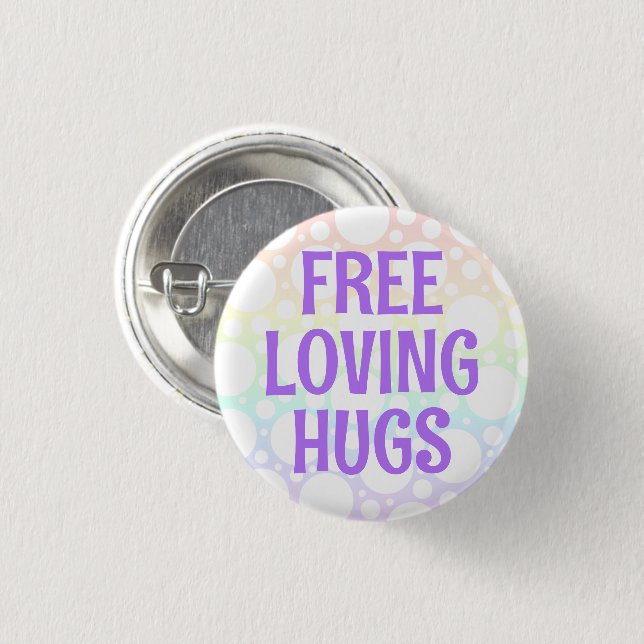 Knopf "Rainbow Free Love Hugs" Button (Vorne & Hinten)